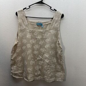 Fresh Produce Tank Top Womens XXL Fish Print Cotton Beach Tropical Square Neck
